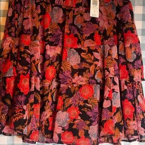 NWT Torrid Black Floral Tier A-Line Skirt Size 0 Large